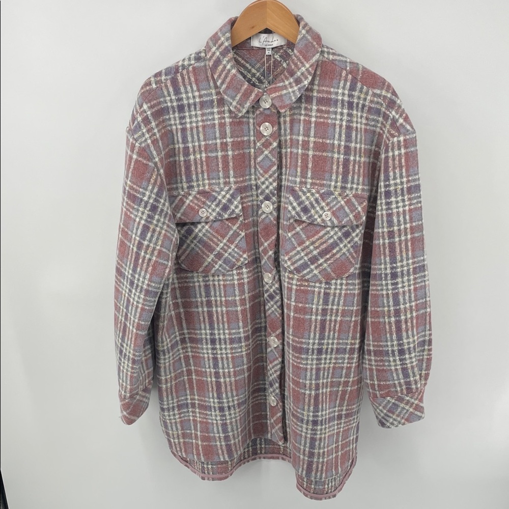 L’Academie Zuma Shacket in Plaid M A18